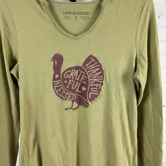 Life is Good Thanksgiving Turkey Lightweight Hoodie Size Small - Picture 4 of 7
